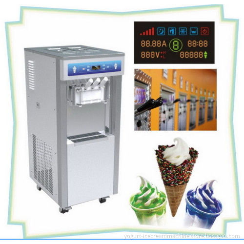 Automatic 3 Flavors Soft Serve Ice Cream / Yogurt Making Machine For Buffet Restaurant, Cone Counting Display